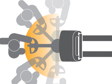 中位安裝的手柄